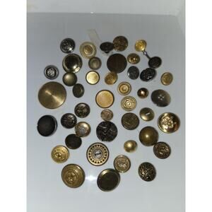 Lot Of 40+ Brass Tone Police Military Coat Of Arms Buttons Sewing Craft...
